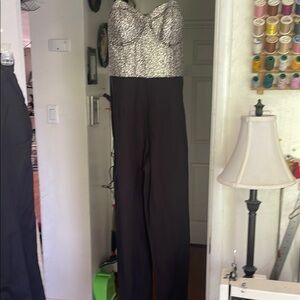 Elegant Black and Silver Jumpsuit